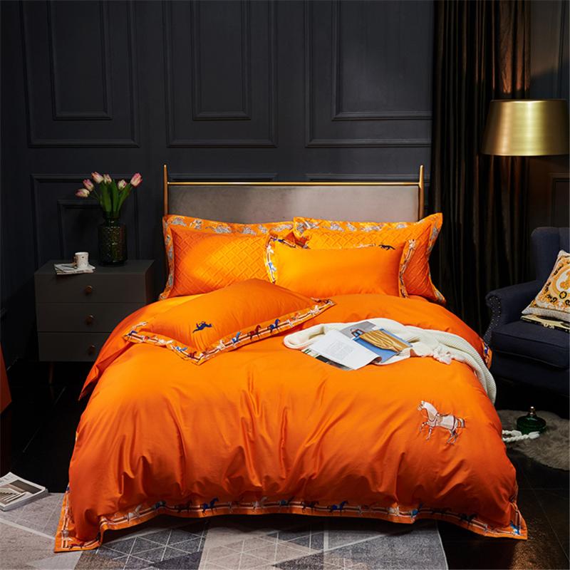 Bright Orange Bedding Set Satin Quilt Covers Horses Duvet Cover Set 4pcs King Queen Size Bed Linen 100s Egyptian Cotton Spread
Bright Orange Bedding Set Satin Quilt Covers Horses Duvet Cover Set 4pcs King Queen Size Bed Linen 100s Egyptian Cotton Spread