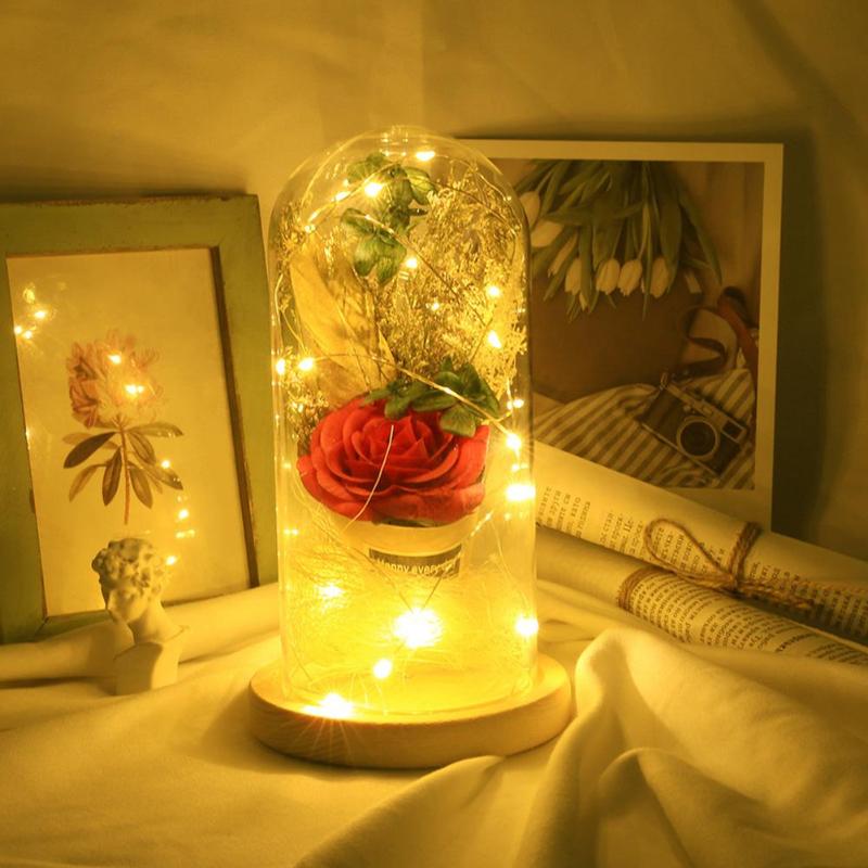 Hot Red Rose Flower In Glass Dome Wooden Base For Decorate Valentine's Day Gifts Christmas LED Rose Lamps
Hot Red Rose Flower In Glass Dome Wooden Base For Decorate Valentine's Day Gifts Christmas LED Rose Lamps