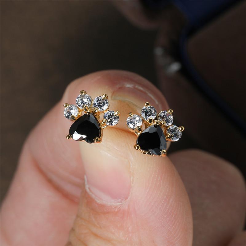 Black Heart Stone Cute Cat White Zircon Stud Earrings For Women Wedding Jewelry Vintage Fashion Animal Footprint Earrings
Black Heart Stone Cute Cat White Zircon Stud Earrings For Women Wedding Jewelry Vintage Fashion Animal Footprint Earrings