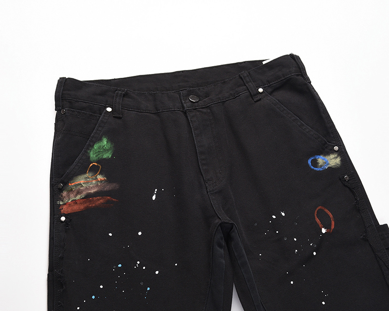 Men's Graffiti Painted Wide Leg Flare Pants Streetwear Casual Jeans Haruku Washed Retro Loose Denim Trousers