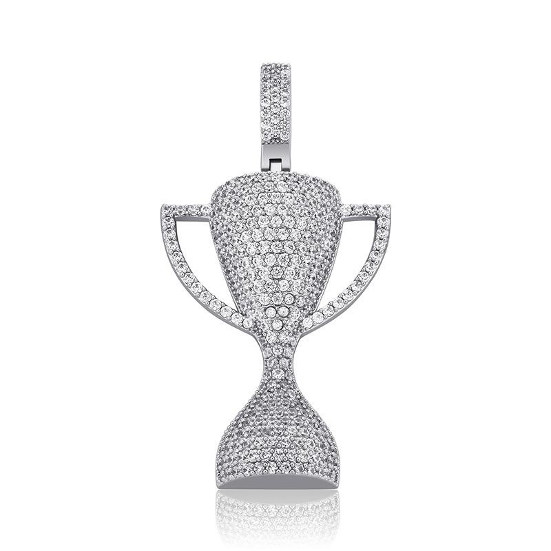 Hiphop Trophy Pendant Necklaces For Men Iced Out Bling Cubic Zirconia Jewelry New Statement Hip Hop Pendants Gold Plated Mens Necklace