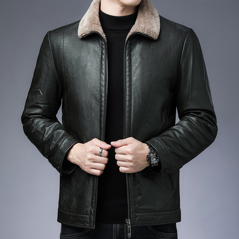 QUANBO Winter Top Quality Wool Liner Men's Leather Jacket New Fashion Business Casual Thicken Warm PU Men Fur Coat 201119