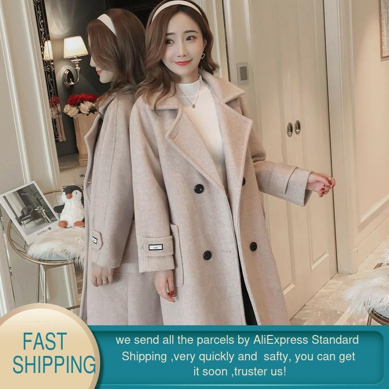 Winter Wool Coat and Jacket Women Korean Pink Long Jacket Warm Elegant Thicken Wool Coat Cashmere Vintage Long Coat Cape Female 201214