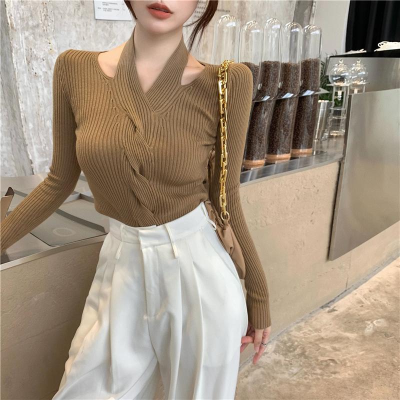 Women's Sweaters Bornladies 2022 Autumn Winter Sexy Slim Halter Pullover Basic Warm Sweater For Women Korean Kniited Criss-cross Bodycone To, White;black
Women's Sweaters Bornladies 2022 Autumn Winter Sexy Slim Halter Pullover Basic Warm Sweater For Women Korean Kniited Criss-cross Bodycone To, White;black