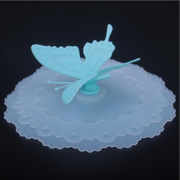 cute butterfly silicone cup cover lids leakproof coffee tea suction lid cap airtight seal cup covers kitchen tools1606963