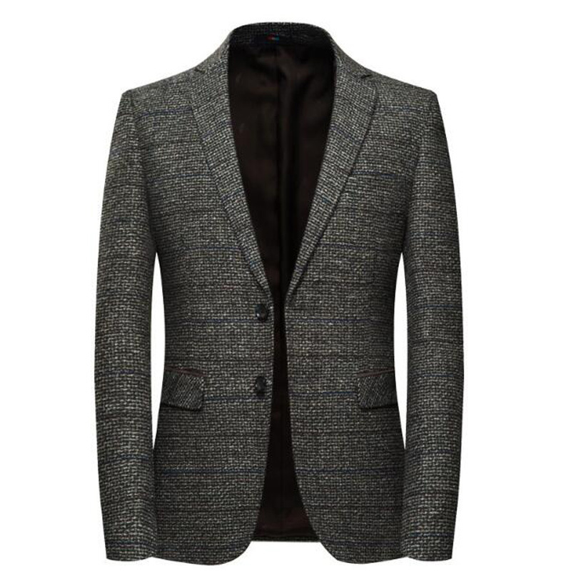 2021 Male Wool Striped Elbow Tweed Blazers Blazer Casual Business Jacket Shierxi 99un, Brown
2021 Male Wool Striped Elbow Tweed Blazers Blazer Casual Business Jacket Shierxi 99un, Brown