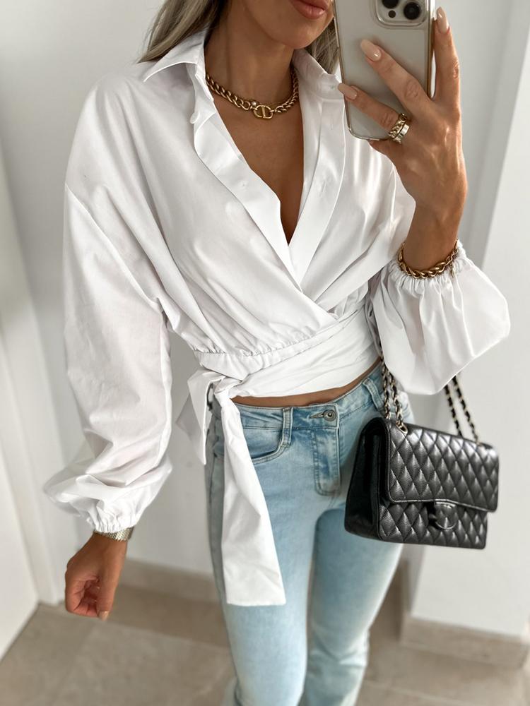 Women' Blouses & Shirts 2022 Spring Wrap Tie-Up Casual Ladies Solid Lapel Long Sleeve Blouse Women Tops Elegant Slim Office Commuter Pullov, 01 white
Women' Blouses & Shirts 2022 Spring Wrap Tie-Up Casual Ladies Solid Lapel Long Sleeve Blouse Women Tops Elegant Slim Office Commuter Pullov, 01 white