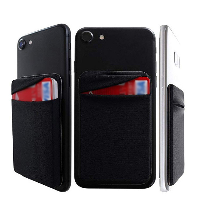 Stick on Wallet Card Holder Self Adhesive Stretchy Cell Phone Sleeve Lid Pouch Phone Pocket for iPhone 12 Samsung S20 Smart Phone