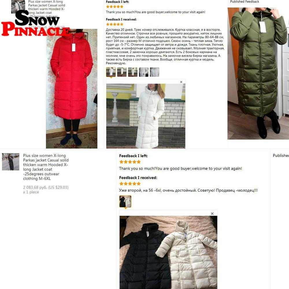 Plus size women X-long Parkas jacket Casual solid thicken warm Hooded X-long Jacket coat -25degrees outwear clothing M-6XL 201019