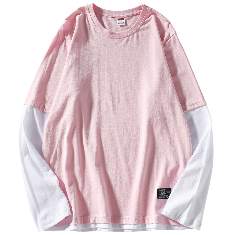 FGKKS New Men's Long Sleeve T Shirt High Street Round Neck Men Bottoming Male Stitching Long Sleeve T Shirt Casual Pullover 201202