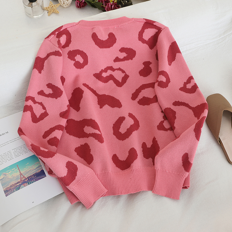 Heliar Cow Polka Dot Pattern O-neck Women Sweater Long Sleeve Casual Loose Englend Style Knitting Pullovers Women Cute Sweater 201221