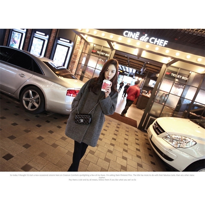 Single-breasted Autumn Winter Korean Drop Shoulder Women Woolen Coat Cocoon Overcoat 201103