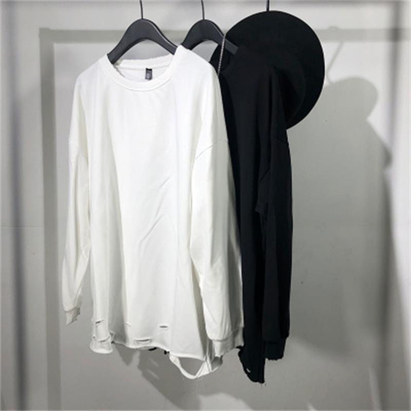 Men's T-Shirts The Original Spring Dark Simple Fashion Brand Loose Hem Hole Long-sleeved Sweater Street Wind Casual Undershirt, White;black 
Men's T-Shirts The Original Spring Dark Simple Fashion Brand Loose Hem Hole Long-sleeved Sweater Street Wind Casual Undershirt, White;black