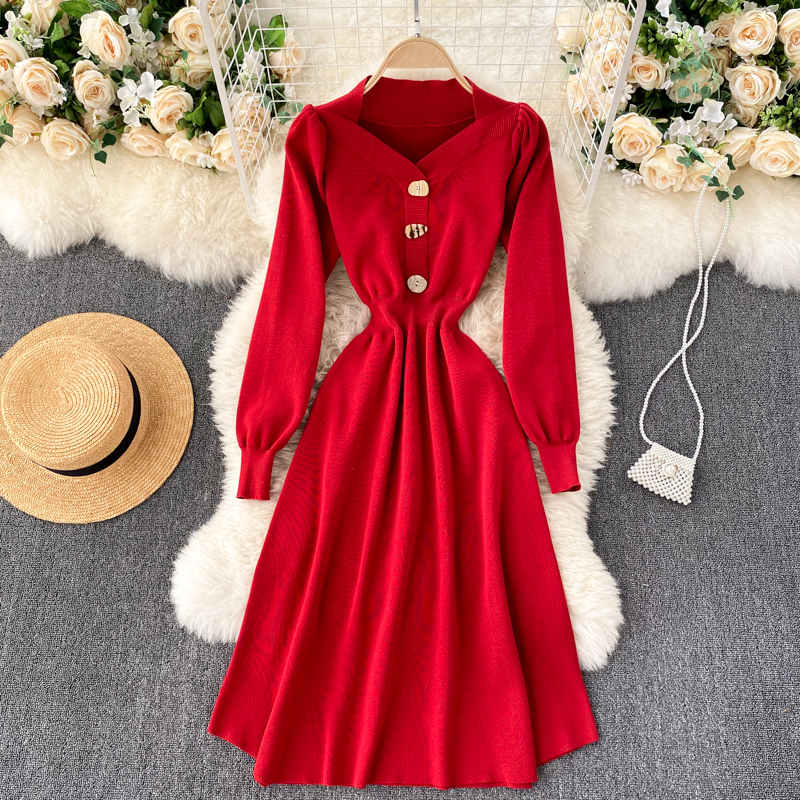 2021 New Singiny women's design knitted low-cut button long clothed office line solid winter dress in warm sweater YI5Y, Red
2021 New Singiny women's design knitted low-cut button long clothed office line solid winter dress in warm sweater YI5Y, Red