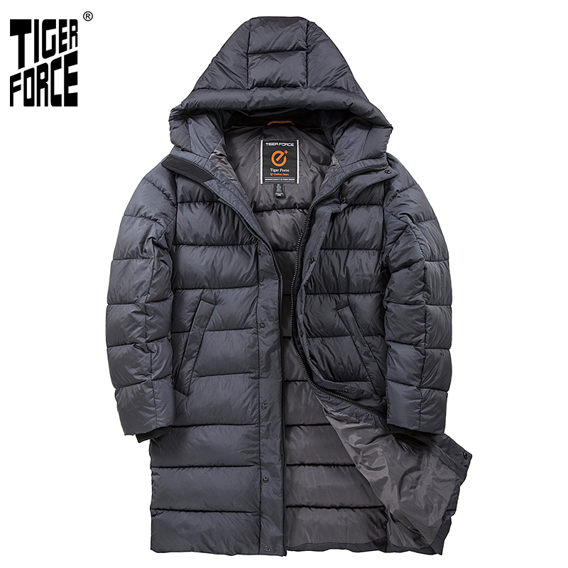 TIGER FORCE New Winter Jacket For Men Long black Warm Male Sports Casual fashion Thick outdoor Men's coat Warm Parka 70701 201214