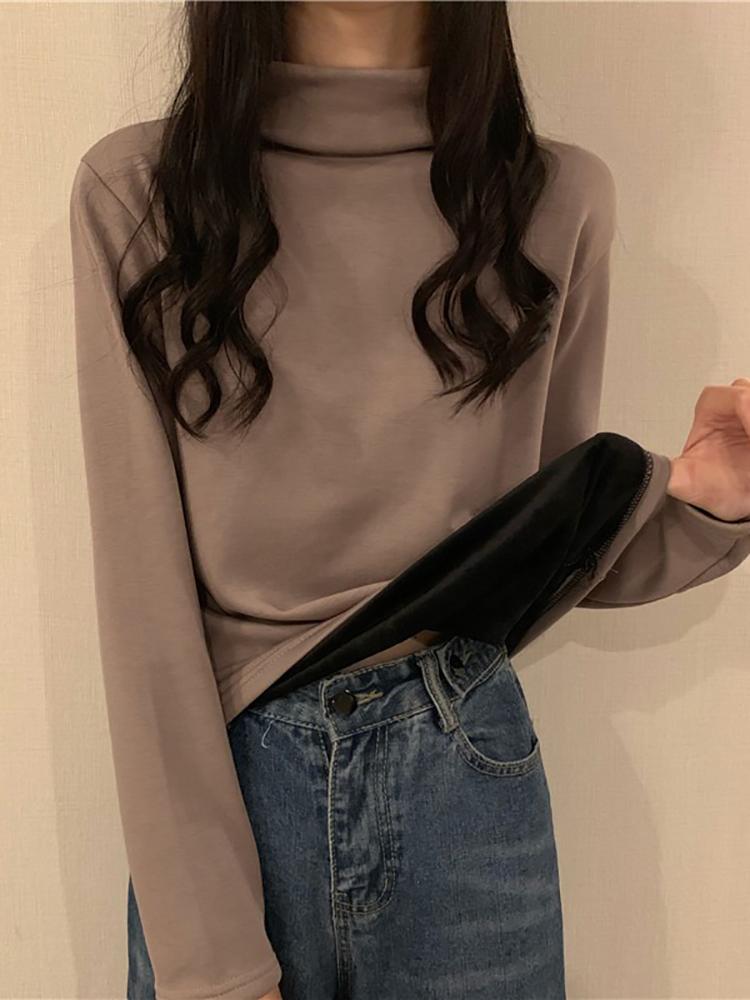 Women Winter Autumn Casual Slim Turtleneck Solid Plus Velvet Warm Top Long Sleeve Bottoming T Shirt Tee Girls Female, Black
Women Winter Autumn Casual Slim Turtleneck Solid Plus Velvet Warm Top Long Sleeve Bottoming T Shirt Tee Girls Female, Black