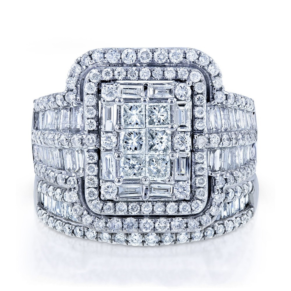2022 Choucong Brand Wedding Rings Sparkling Luxury Jewelry 925 Silver Fill Crystal Party Princess Cut White Stone Women Eternity Bridal Ring Set For L