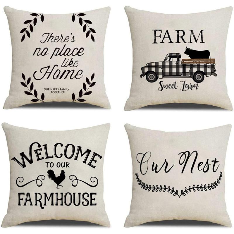 Farmhouse Throw Pillow Covers Linen Rustic Farm Cushion Cover for Couch Sofa Bed 18X18 Set of 4 Farmhouse Decor Pillow Case, As shown
Farmhouse Throw Pillow Covers Linen Rustic Farm Cushion Cover for Couch Sofa Bed 18X18 Set of 4 Farmhouse Decor Pillow Case, As shown