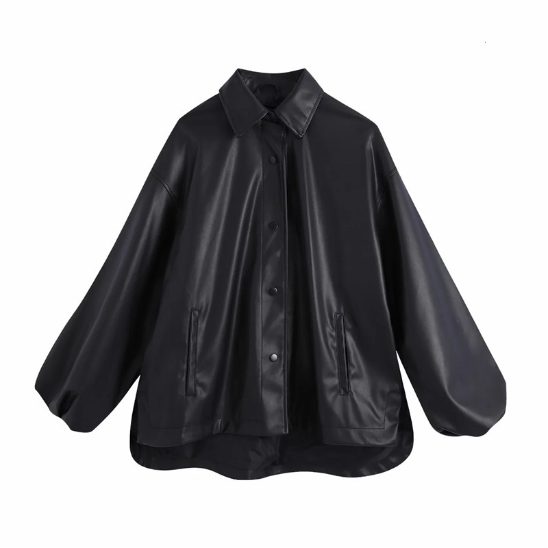 2021 New Black Faux Leather Jacket Women Autumn Lapel Collar Long Puff Sleeve Asymmetric Split Hem Button-up Loose Ladies Jackets Fb9h
2021 New Black Faux Leather Jacket Women Autumn Lapel Collar Long Puff Sleeve Asymmetric Split Hem Button-up Loose Ladies Jackets Fb9h