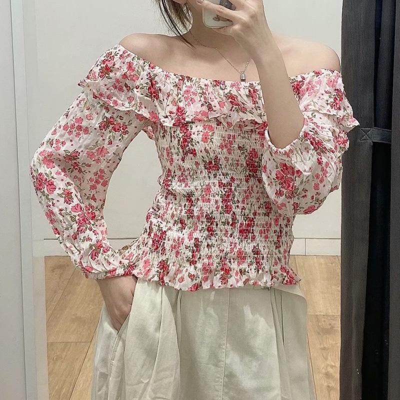 KUMSVAG 2020 Summer Women Sweet Blouses Shirts Tops Floral Print Elastic bust off shoulder top Female Fashion Slim Chiffon Top
KUMSVAG 2020 Summer Women Sweet Blouses Shirts Tops Floral Print Elastic bust off shoulder top Female Fashion Slim Chiffon Top