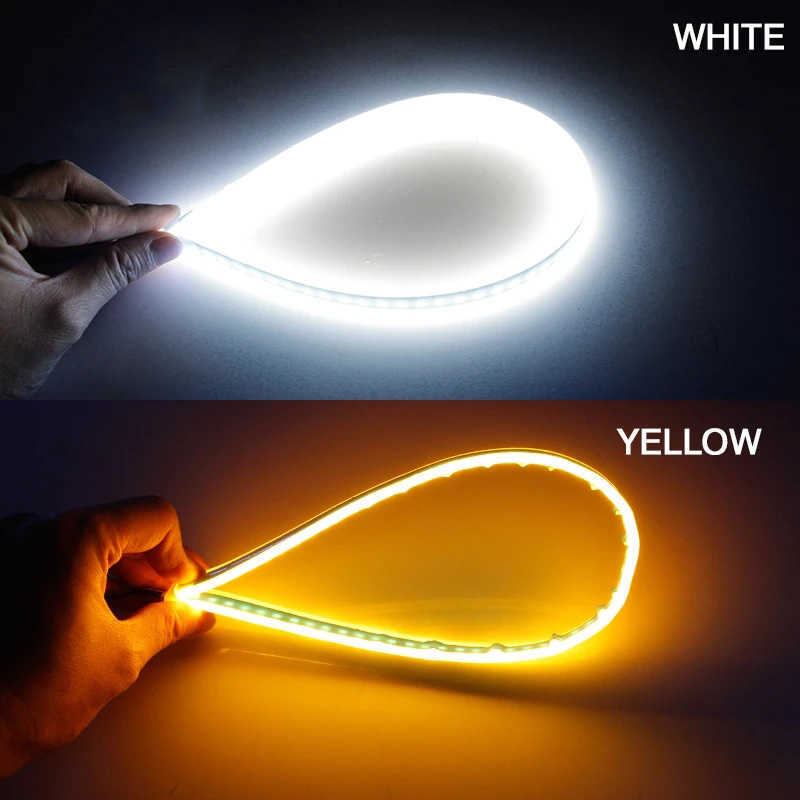 2pcs Waterproof Flexible Universal Car LED DRL Daytime Running Light Flow Runs Headlight LED Strip Brake Turn Signal Light