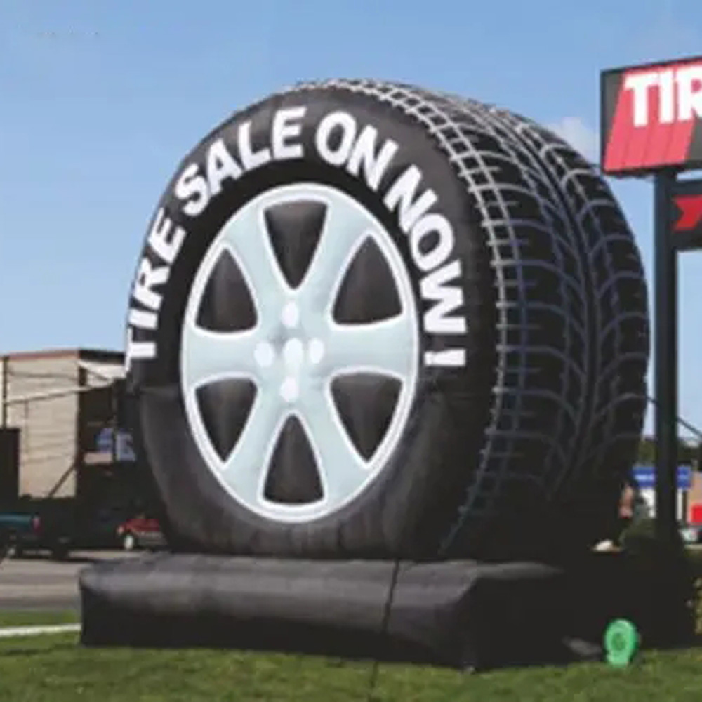 Commercial use 5mH giant inflatable tire balloon model customized car wheel on truck for advertising
