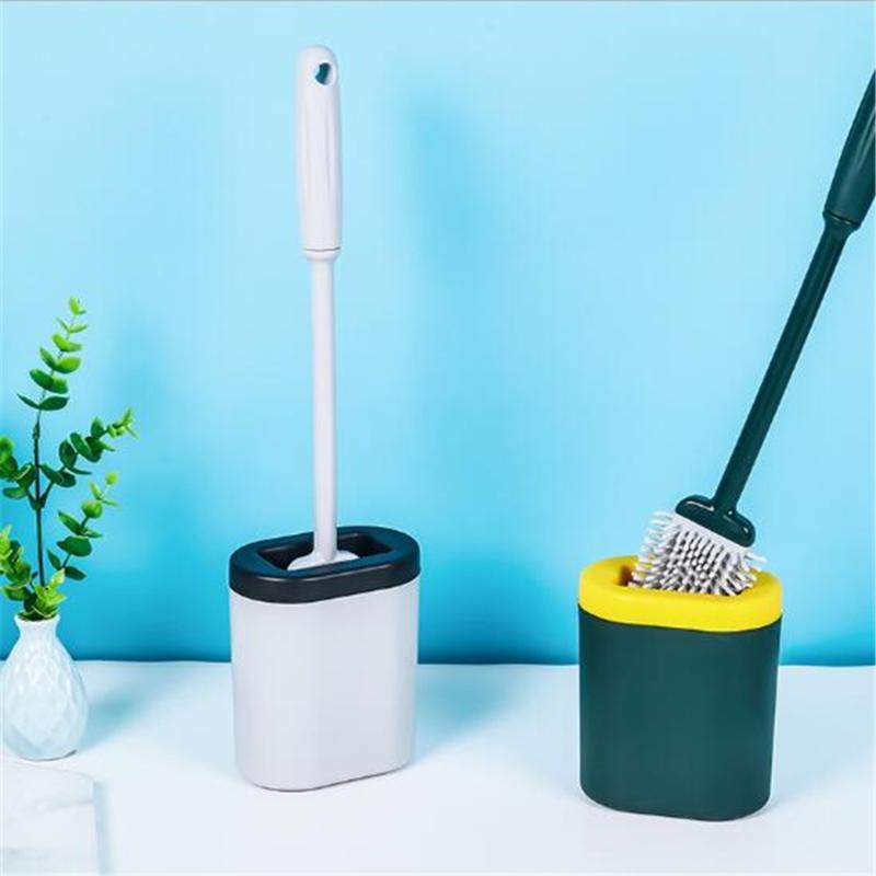 Silicone WC toilet cleaning brush flat head soft soft brush with quick-drying fixed seat set WC accessories cleaning