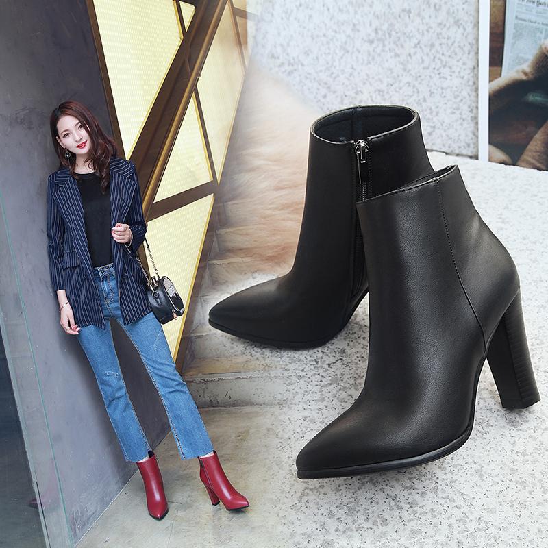 Pointed Toe Square Heel Women Boots Fashion Buckle Ankle Boots Women Shoes Zipper Cheap High Heel Shoes Woman Large Size, Black short plush
Pointed Toe Square Heel Women Boots Fashion Buckle Ankle Boots Women Shoes Zipper Cheap High Heel Shoes Woman Large Size, Black short plush