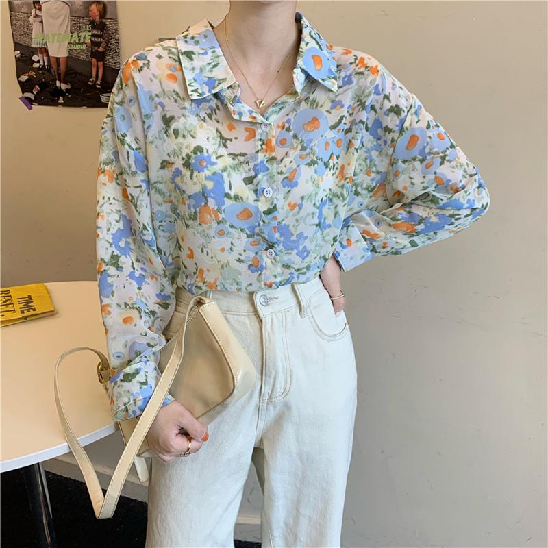 COIGARSAM Full Sleeve Shirt Womens tops Floral Print Loose Women shirts 8902, As picture
COIGARSAM Full Sleeve Shirt Womens tops Floral Print Loose Women shirts 8902, As picture
