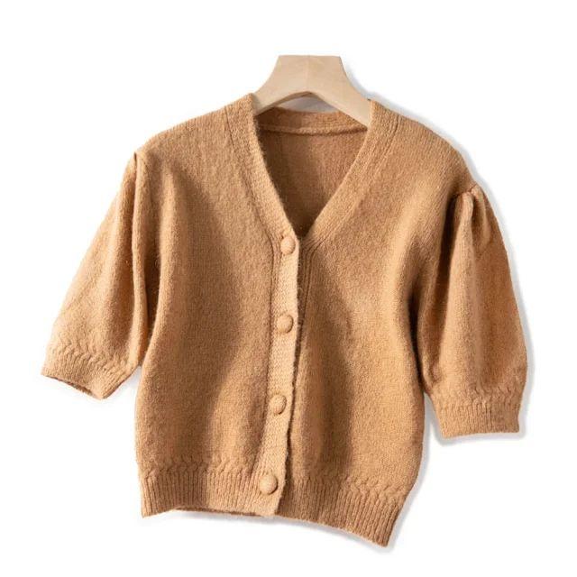 Women Sweater 2020 Spring and Summer New V-neck Puff Sleeve Short-sleeved Thin Sweater Mohair, Red
Women Sweater 2020 Spring and Summer New V-neck Puff Sleeve Short-sleeved Thin Sweater Mohair, Red