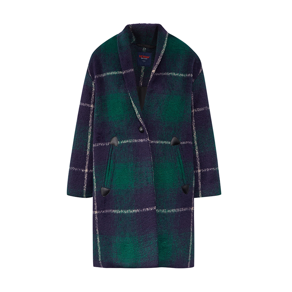 METERSBONWE Plaid Long Coat Female Autumn And Winter New Casual Korean Version Coat 201216