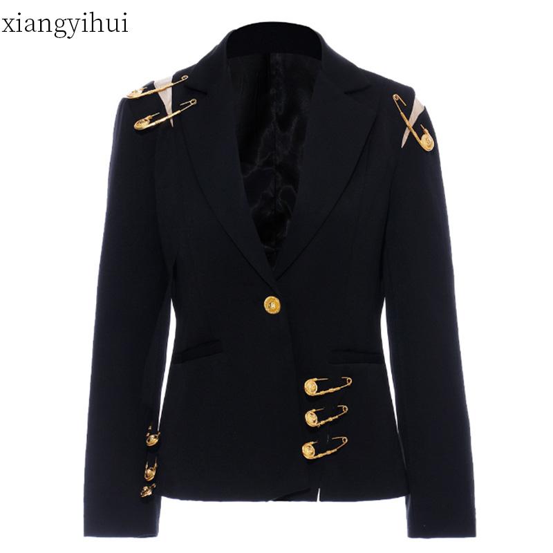 Fashion Pins Hollow Out Women' Blazer Black Casual Notched Collar Long Sleeve Slim Female Suit 2020 Autumn Fashion New Clothing
Fashion Pins Hollow Out Women' Blazer Black Casual Notched Collar Long Sleeve Slim Female Suit 2020 Autumn Fashion New Clothing