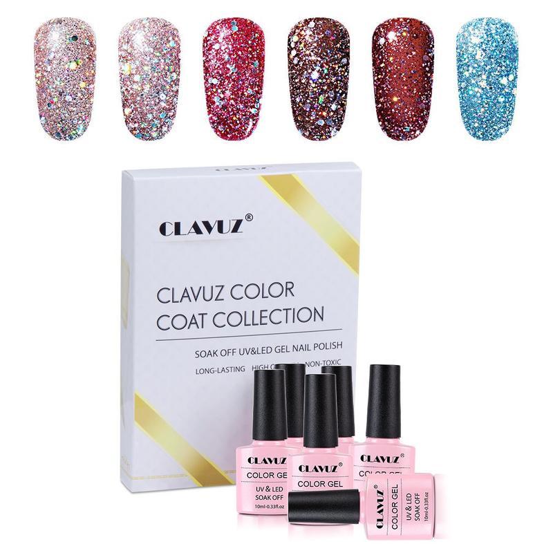CLAVUZ 6Pcs Glitter Sequins Gel Polish Kit Soak Off UV LED Nail Varnish Primer Salon Manicure Pedicure 10ML, C008
CLAVUZ 6Pcs Glitter Sequins Gel Polish Kit Soak Off UV LED Nail Varnish Primer Salon Manicure Pedicure 10ML, C008