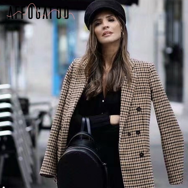 Affogatoo Fashion double breasted plaid blazer women Long sleeve slim OL blazer Casual autumn jacket blazer female 201106, Khaki
Affogatoo Fashion double breasted plaid blazer women Long sleeve slim OL blazer Casual autumn jacket blazer female 201106, Khaki
