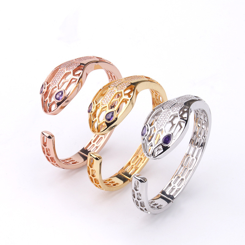 High quality european and american fashion snakehead bracelet jewerly cuff bracelet carved snake bracelet with purple zircon bracelets, Black
High quality european and american fashion snakehead bracelet jewerly cuff bracelet carved snake bracelet with purple zircon bracelets, Black
