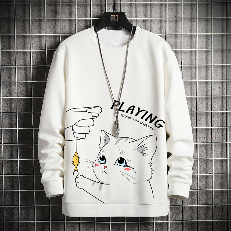 Long Sleeve Harajuku Sweatshirts Men 2020 New Fashion Cartoon Color Hoodie Mens Casual O-Neck Patchwork Sweatshirt for Young Men Y0111