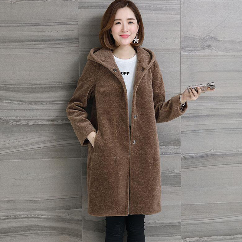 Winter Sheep Women Shearing Fur Women's Medium Long Coat with Hood a Outerwear Wool L6cw, Light tan
Winter Sheep Women Shearing Fur Women's Medium Long Coat with Hood a Outerwear Wool L6cw, Light tan