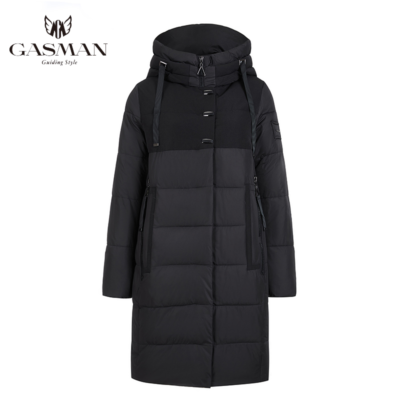 GASMAN Long Grey Zipper Winter Jacket Women Warm Thick Parka Down Jacket Female Hooded Coat Womens Clothing Patchwork Coat 17616 201217