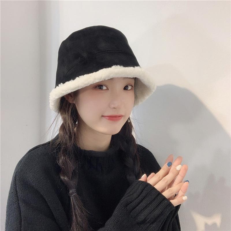 Pure Color Wild Suede Fisherman Hat Female Winter Plus Velvet Warmth Short Brim Cover Face Bucket Hat, Black
Pure Color Wild Suede Fisherman Hat Female Winter Plus Velvet Warmth Short Brim Cover Face Bucket Hat, Black
