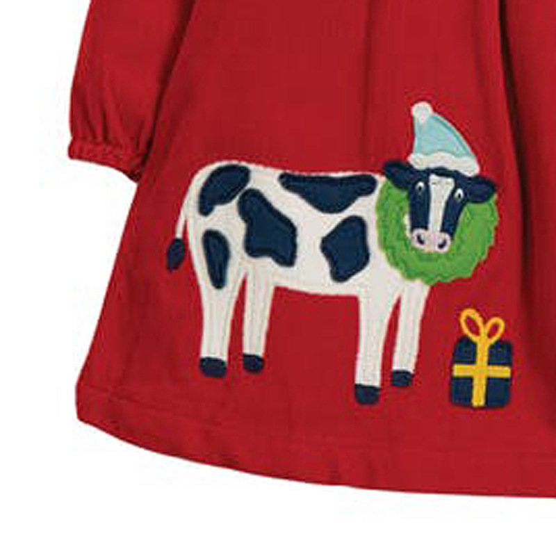 Little maven with Single-breasted Christmas for Baby Corduroy Cow Girls Wedding Kids Dress 201204