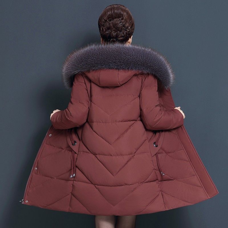 Plus Size 7XL Middle Aged Winter Jacket Women Hooded Fur Collar Parka Long Womens Down Cotton Coat Womens Winter Jacket And Coat 201019