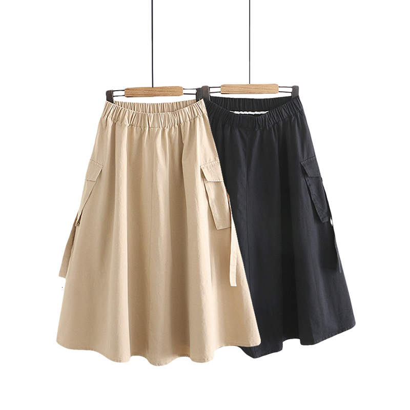 2021 New Summer Cotton High Waist Women Khaki Long Ladies Elastic A-line Skirt Pocket Faldas Jupe Femme Saia 90rh, Black
2021 New Summer Cotton High Waist Women Khaki Long Ladies Elastic A-line Skirt Pocket Faldas Jupe Femme Saia 90rh, Black
