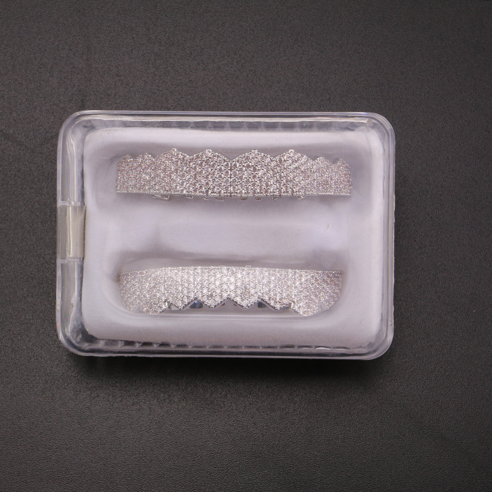 Hip Hop Teeth Body Cubic Zirconia Ice Out Gold Grillz Dental Grills Jewelry Accessories Free shipping