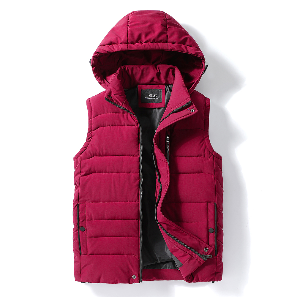 Men Autumn New Thick Hooded Sleeveless Vest Jacket WaistCoat Men Winter Fashion Casual Warm CottonPadded Vests Waistcoat 201120