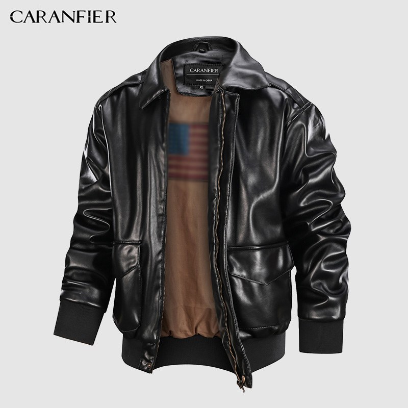CARANFIER Mens Leather Jacket Fur Coat Men Winter Biker Jackets Thicken Turn-down Collar Outerwear Classic EU SIZE DropShipping 201114