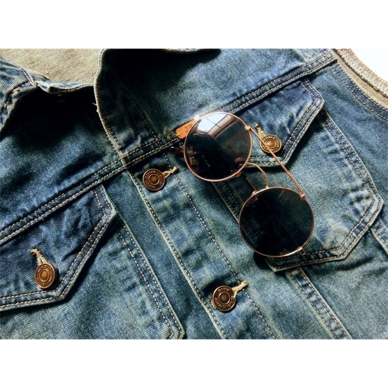 Denim vests blue Jeans Motorcycle vest Biker blue Jeans Sleeveless jacket punk Cowboy Fashion 6XL 201128
