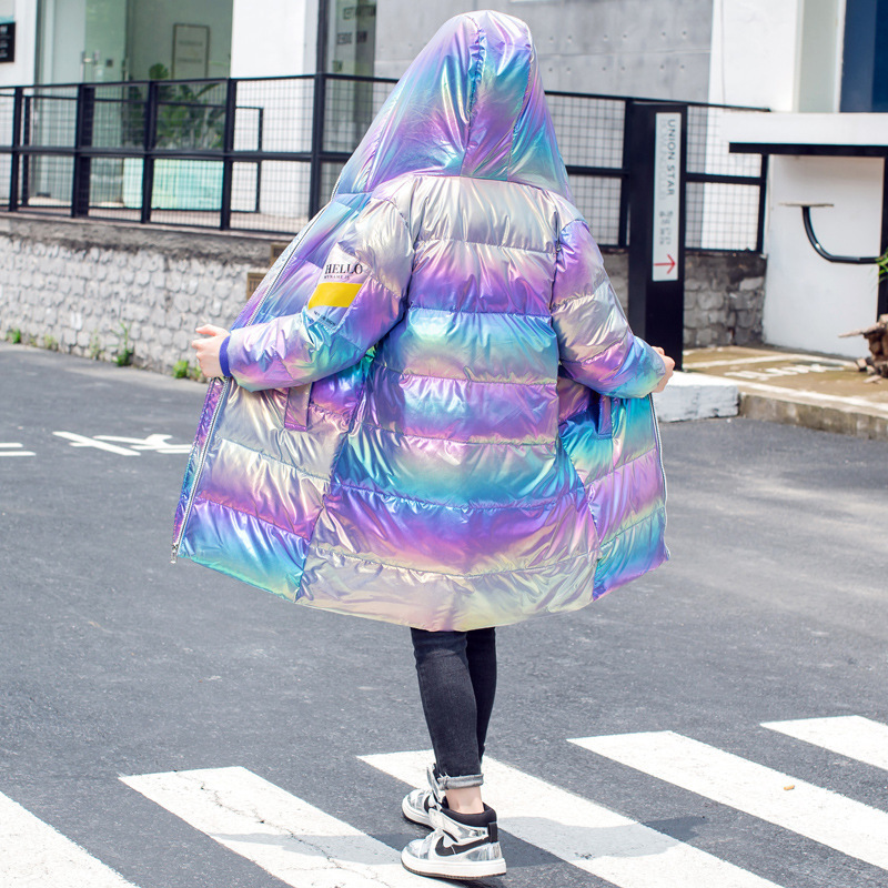 Children Girls School Winter Jacket Long Style Oversized Hooded Glossy Parka Teenage Boys Outerwear Snow Down Coat 12 13 14 Year 201102