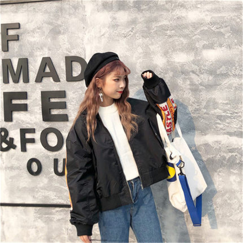 Spring Autumn Women Rock Punk Print Letters Baseball Loose Cotton Thicken Thermal Bomber Jacket Harajuku Warm Streetwear Coats 201017