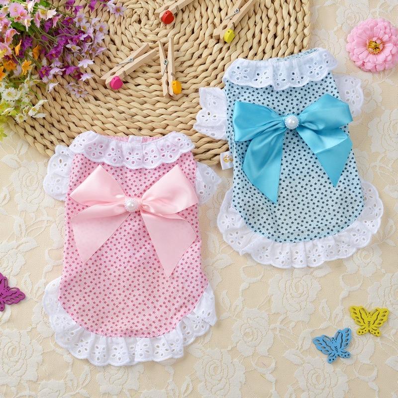 Pet Dog Clothes Bowknot Clothings Dogs Floral Shirts Clothing Cute Funny Print Comfort Spring Summer Pink Blue Lace Ropa Perro 
Pet Dog Clothes Bowknot Clothings Dogs Floral Shirts Clothing Cute Funny Print Comfort Spring Summer Pink Blue Lace Ropa Perro