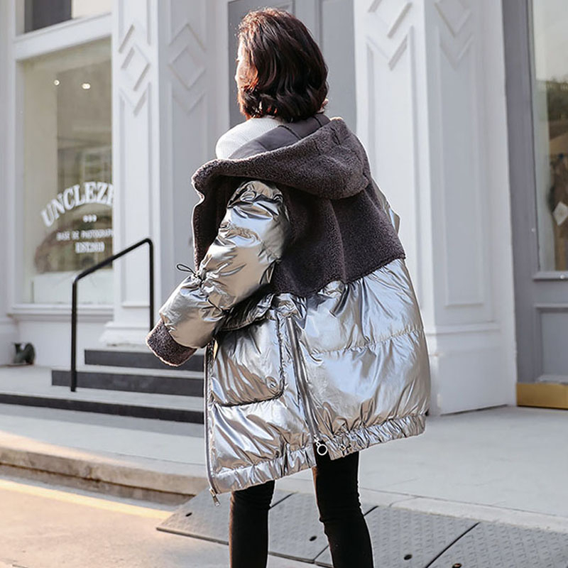 ZQLZ Winter Jacket Women Casual Hooded Down Cotton Long Parka Mujer Loose Glossy Thick Warm Winter Women's coat 201017